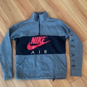 Nike Air Gray and Black Half-Zip Pullover with Red Logo